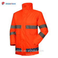Fluorescent Orange Rainproof Jacket,Road Safety High Visibility Waterproof Reflective Rain Coat Suits